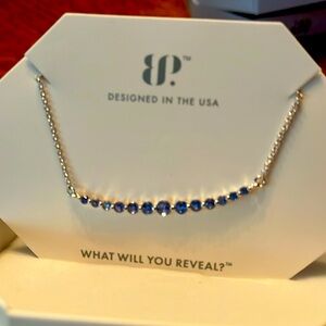 Ring Bomb Party Necklace “For the Weekend” August Blue Cubic Zirconia